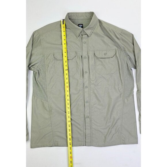Kuhl Size XL Mens Khaki Green Nylon Polyester Back Vent Long Sleeve Logo Shirt - Picture 13 of 15